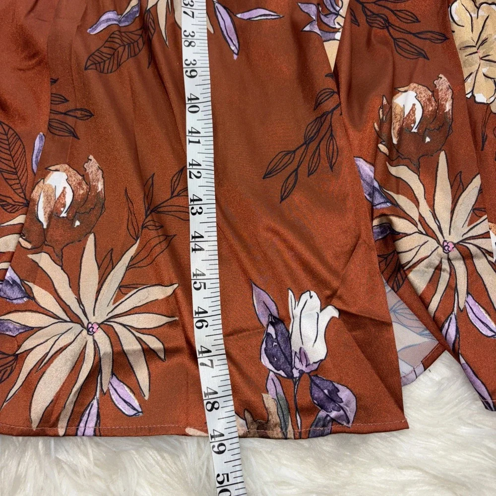 Hutch Anthropologie Women's Floral Belted Brown Maxi Dress Short Sleeves Size‎ 2 - Picture 7 of 10